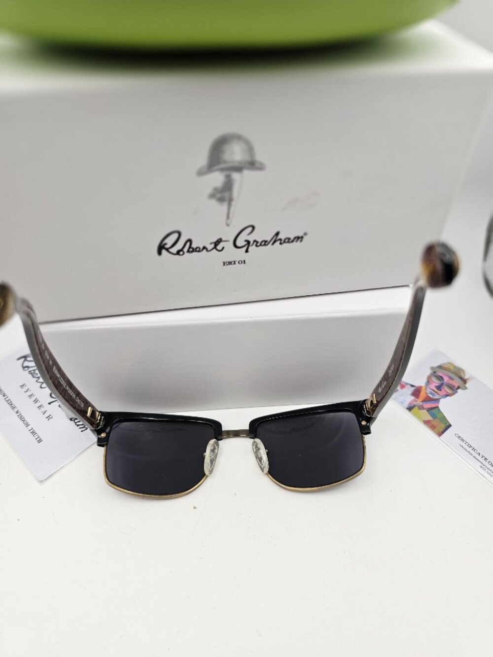 Robert Graham “Jackson” Sunglasses – Black Frame, Grey Lenses – Full Set - NIB - Picture 7 of 10